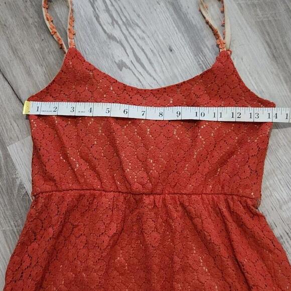 Altar'd State Dress Medium Orange Lace Overlay Fit And Flare - Picture 6 of 8